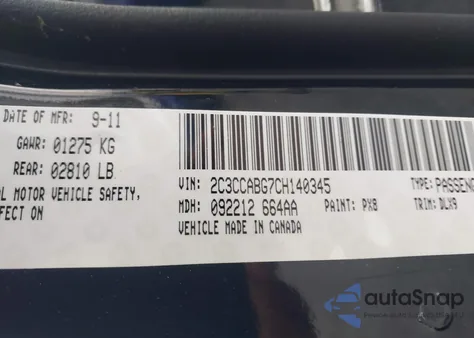 2012 Chrysler 300 S V6 из США, поврежденный, VIN 2C3CCABG7CH140345